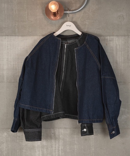 lawgy（ラウジー）の「stitch line denim jacket（デニムジャケット・レディース・ブラック/インディゴブルー・FREE）」の8枚目の写真