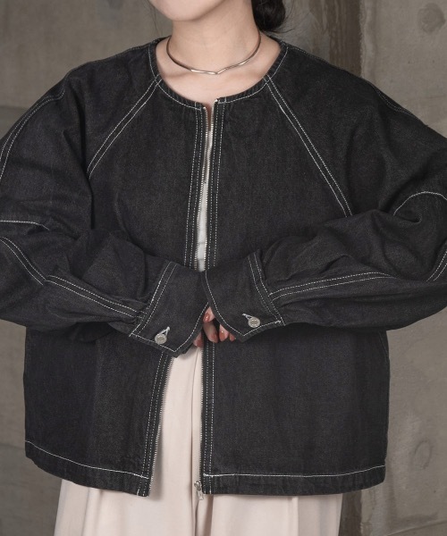 lawgy（ラウジー）の「stitch line denim jacket（デニムジャケット・レディース・ブラック/インディゴブルー・FREE）」の9枚目の写真