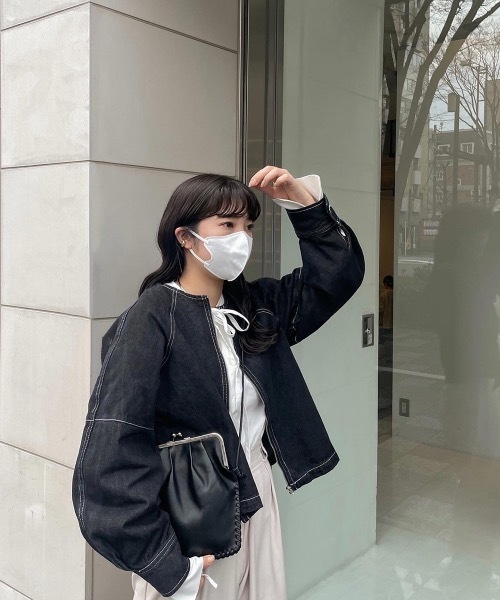 lawgy（ラウジー）の「stitch line denim jacket（デニムジャケット・レディース・ブラック/インディゴブルー・FREE）」の22枚目の写真