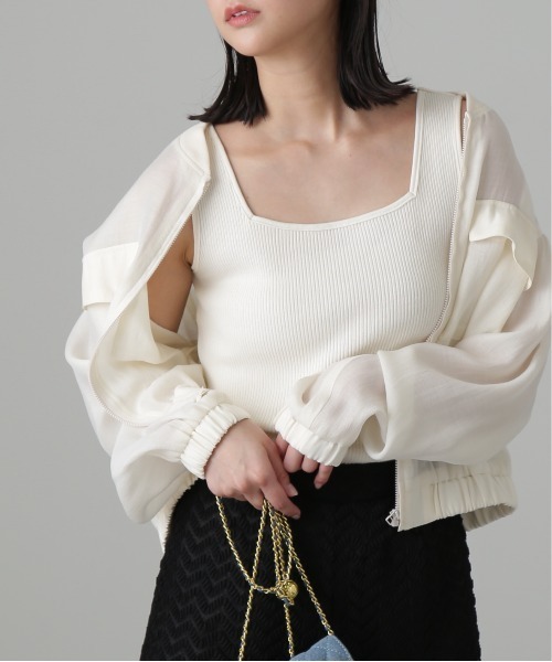 FREE'S MART（フリーズマート）の「◆スクエアネックリブタンクトップ（Tシャツ/カットソー・レディース・パープル/ブラック/ホワイト/グリーン・FREE）」の5枚目の写真