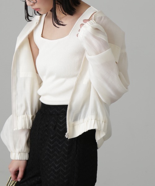 FREE'S MART（フリーズマート）の「◆スクエアネックリブタンクトップ（Tシャツ/カットソー・レディース・パープル/ブラック/ホワイト/グリーン・FREE）」の6枚目の写真