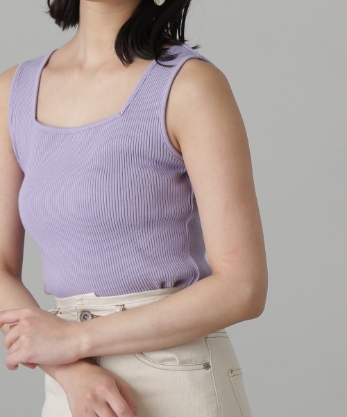 FREE'S MART（フリーズマート）の「◆スクエアネックリブタンクトップ（Tシャツ/カットソー・レディース・パープル/ブラック/ホワイト/グリーン・FREE）」の19枚目の写真