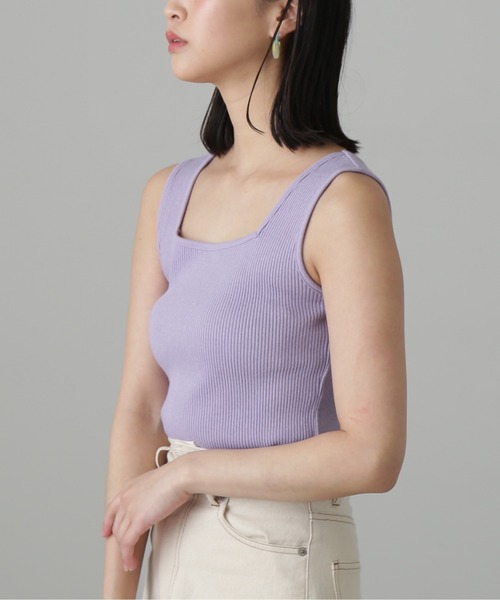 FREE'S MART（フリーズマート）の「◆スクエアネックリブタンクトップ（Tシャツ/カットソー・レディース・パープル/ブラック/ホワイト/グリーン・FREE）」の20枚目の写真