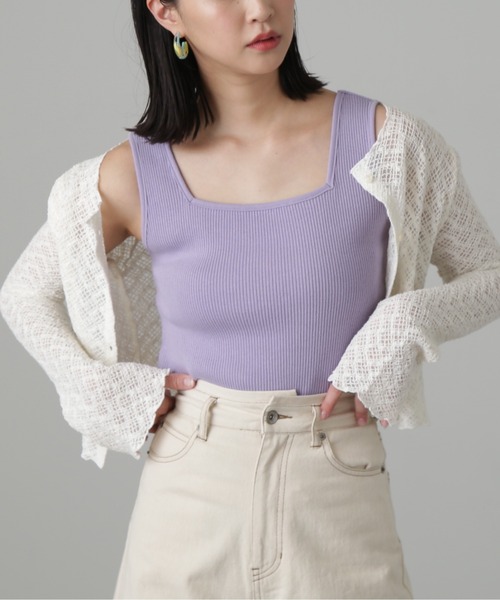 FREE'S MART（フリーズマート）の「◆スクエアネックリブタンクトップ（Tシャツ/カットソー・レディース・パープル/ブラック/ホワイト/グリーン・FREE）」の13枚目の写真