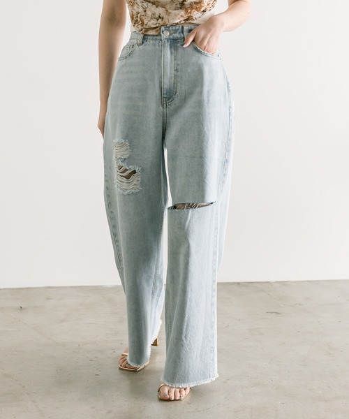 mystic(ミスティック)の「クラッシュデニム(デニムパンツ・レディース・ネイビー/アイボリー/ブルー・0/1/2)」の17枚目の写真