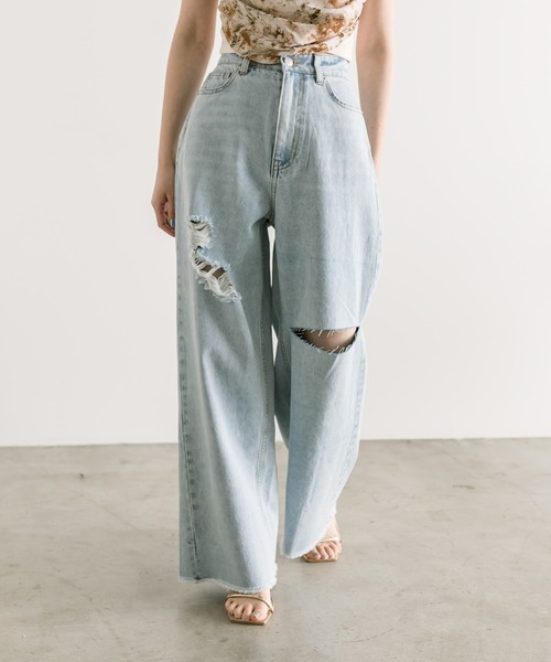 mystic(ミスティック)の「クラッシュデニム(デニムパンツ・レディース・ネイビー/アイボリー/ブルー・0/1/2)」の15枚目の写真