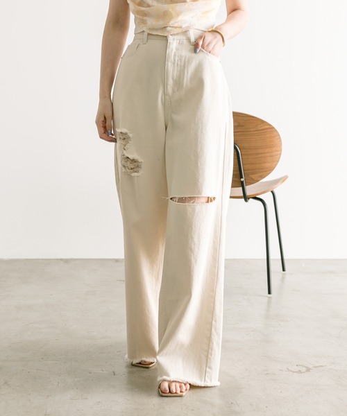 mystic(ミスティック)の「クラッシュデニム(デニムパンツ・レディース・ネイビー/アイボリー/ブルー・0/1/2)」の20枚目の写真