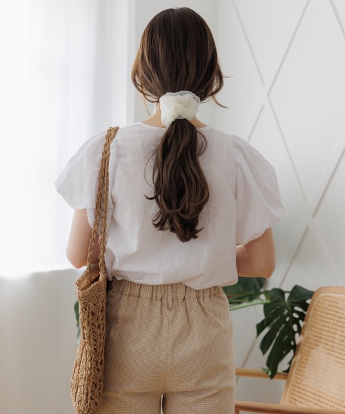 flower(フラワー)の「フェミニンパフブラウス2(シャツ/ブラウス・レディース・ホワイト/ピンク/ブルー・FREE)」の4枚目の写真