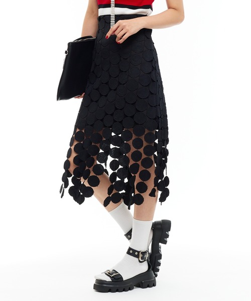 Narcissus（ナルシス）の「【Narcissus】ドットレーススカート（スカート・レディース・ブラック/ホワイト・FREE）」の2枚目の写真