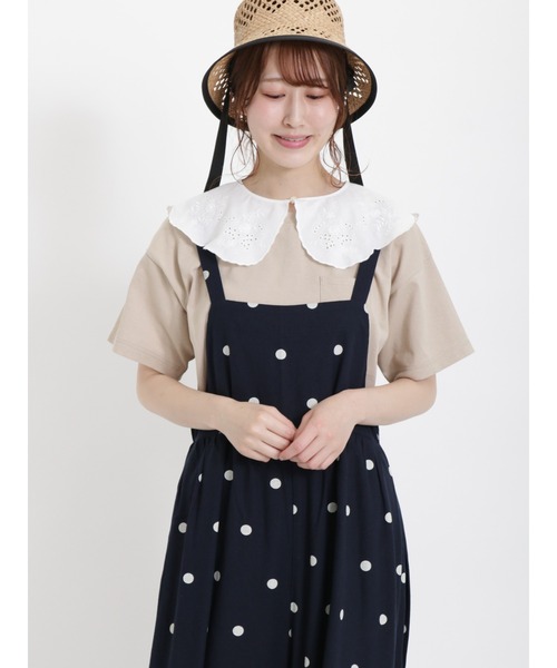 Samansa Mos2（サマンサ モスモス）の「【USAコットン】胸ポケット付ベーシックTシャツ（Tシャツ/カットソー・レディース・オフホワイト/ブルー/ベージュ/ネイビー/モカ/レッド・ﾌﾘ-）」の4枚目の写真