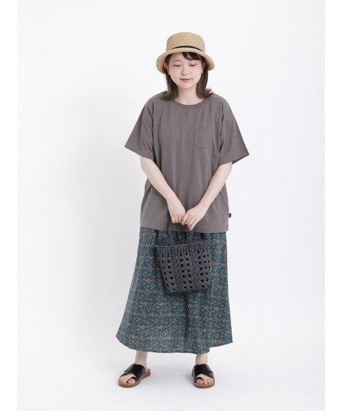 Samansa Mos2（サマンサ モスモス）の「【USAコットン】胸ポケット付ベーシックTシャツ（Tシャツ/カットソー・レディース・オフホワイト/ブルー/ベージュ/ネイビー/モカ/レッド・ﾌﾘ-）」の13枚目の写真