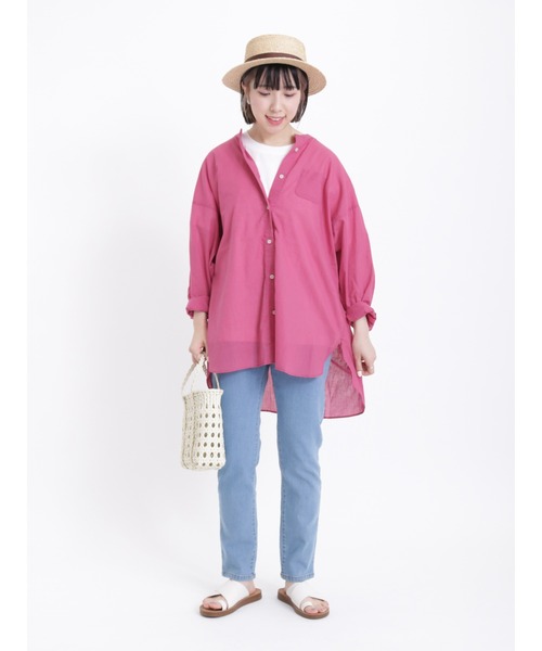 Samansa Mos2（サマンサ モスモス）の「【USAコットン】胸ポケット付ベーシックTシャツ（Tシャツ/カットソー・レディース・オフホワイト/ブルー/ベージュ/ネイビー/モカ/レッド・ﾌﾘ-）」の16枚目の写真