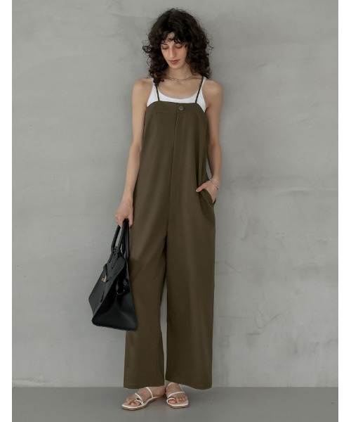 Re:EDIT（リエディ）の「[2026 SUMMER COLLECTION][累計販売枚数1.1万枚突破][低身長/高身長サイズ有][新色追加][体型カバー]ワンボタンベアキャミサロペット（サロペット/オーバーオール・レディース・ベージュ/ブラック/グレー/ネイビー/ブラウン/ライトグレー/カーキ・LARGE/TALL/MEDIUM/SHORT）」の6枚目の写真
