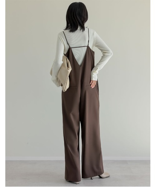 Re:EDIT（リエディ）の「[2026 SUMMER COLLECTION][累計販売枚数1.1万枚突破][低身長/高身長サイズ有][新色追加][体型カバー]ワンボタンベアキャミサロペット（サロペット/オーバーオール・レディース・ベージュ/ブラック/グレー/ネイビー/ブラウン/ライトグレー/カーキ・LARGE/TALL/MEDIUM/SHORT）」の21枚目の写真