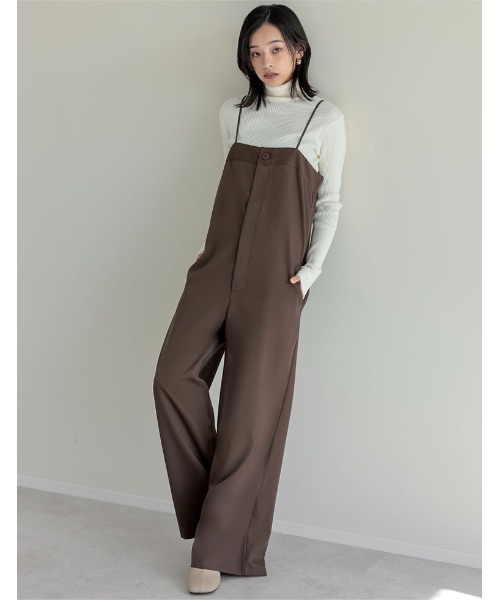 Re:EDIT（リエディ）の「[2026 SUMMER COLLECTION][累計販売枚数1.1万枚突破][低身長/高身長サイズ有][新色追加][体型カバー]ワンボタンベアキャミサロペット（サロペット/オーバーオール・レディース・ベージュ/ブラック/グレー/ネイビー/ブラウン/ライトグレー/カーキ・LARGE/TALL/MEDIUM/SHORT）」の22枚目の写真