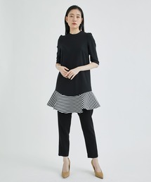 【BORDERS at BALCONY/ボーダーズアットバルコニー】ROUND PEPLUM MINI DRESS/ラウンドペプラムミニドレス