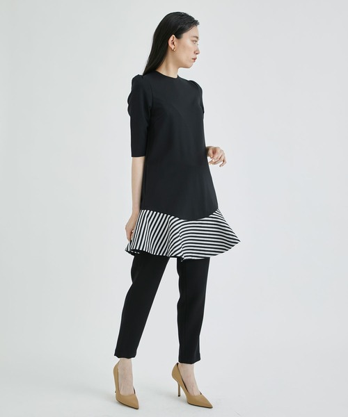 BORDERS at BALCONY(ボーダーズ アット バルコニー)の「【BORDERS at BALCONY/ボーダーズアットバルコニー】ROUND PEPLUM MINI DRESS/ラウンドペプラムミニドレス(ワンピース・レディース・ブラック・36)」の8枚目の写真