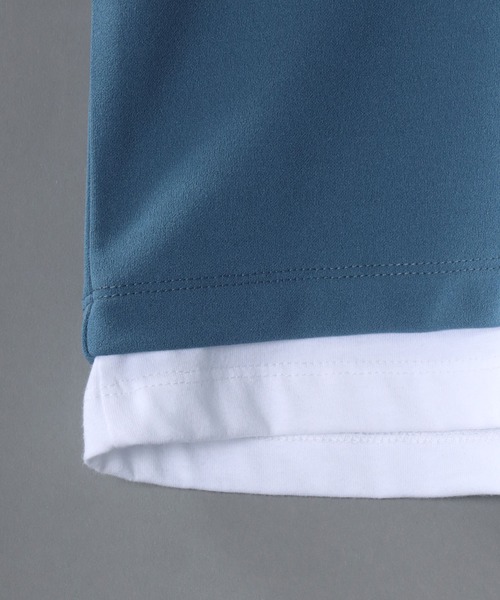 SITRY(シトリー)の「amundsen cloth fake layered T-shirt /梨地 フェイクレイヤード Tシャツ(Tシャツ/カットソー・メンズ・グレイッシュブルー/ライトグレー/ブラック・M/L)」の4枚目の写真