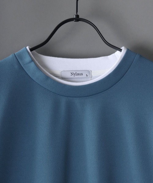 SITRY(シトリー)の「amundsen cloth fake layered T-shirt /梨地 フェイクレイヤード Tシャツ(Tシャツ/カットソー・メンズ・グレイッシュブルー/ライトグレー/ブラック・M/L)」の5枚目の写真