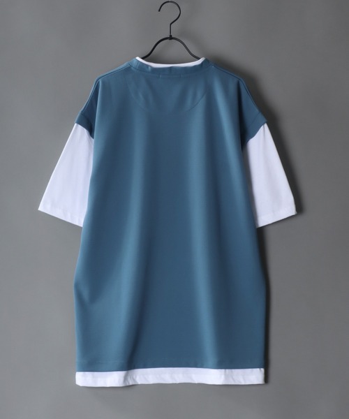SITRY(シトリー)の「amundsen cloth fake layered T-shirt /梨地 フェイクレイヤード Tシャツ(Tシャツ/カットソー・メンズ・グレイッシュブルー/ライトグレー/ブラック・M/L)」の7枚目の写真