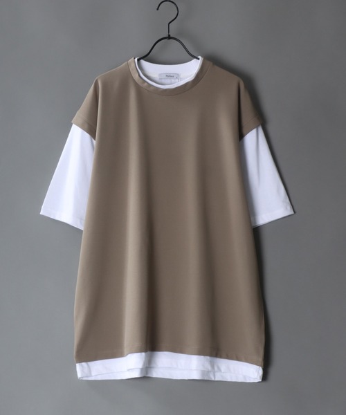 SITRY(シトリー)の「amundsen cloth fake layered T-shirt /梨地 フェイクレイヤード Tシャツ(Tシャツ/カットソー・メンズ・グレイッシュブルー/ライトグレー/ブラック・M/L)」の12枚目の写真