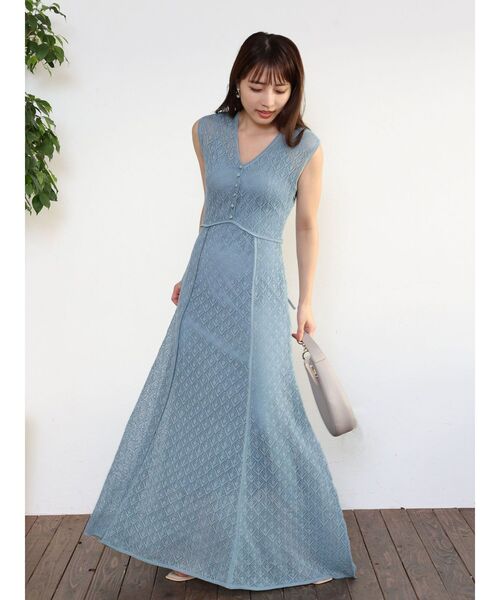 LAGUNAMOON（ラグナムーン）の「レース編みニットワンピース（ワンピース・レディース・ブラック/ブルー・SMALL/MEDIUM）」の4枚目の写真