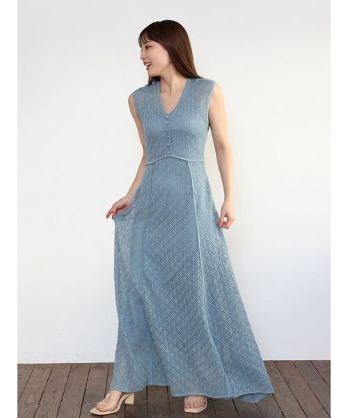 LAGUNAMOON（ラグナムーン）の「レース編みニットワンピース（ワンピース・レディース・ブラック/ブルー・SMALL/MEDIUM）」の12枚目の写真