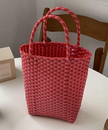 【SETUP7】ハンドメイド配色ストローバッグ KNF012