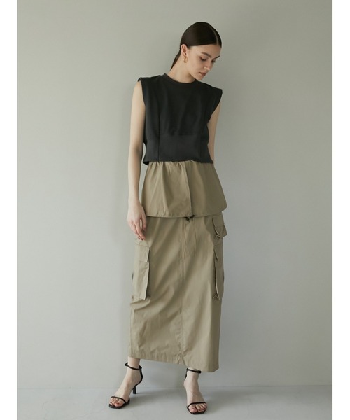 LA PEAU DE GEM（ラポドゥジェム）の「【LA PEAU DE GEM】3wayカーゴスカート（スカート・レディース・ブラック/ホワイト/ベージュ・1/2）」の4枚目の写真