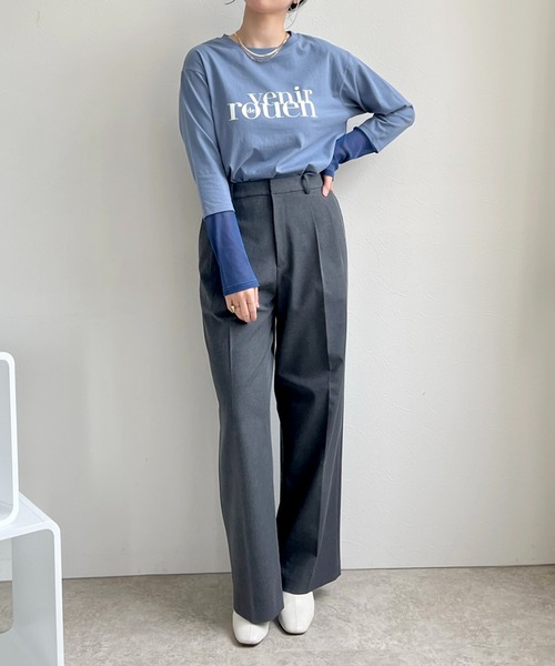 LHELBIE（レルビエ）の「シアー切替スリーブロゴロンT（Tシャツ/カットソー・レディース・オフホワイト/ブルーグレー/チャコールグレー・M）」の5枚目の写真