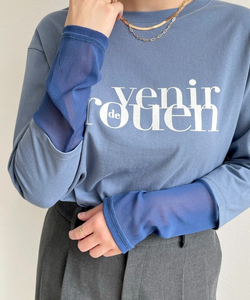 LHELBIE（レルビエ）の「シアー切替スリーブロゴロンT（Tシャツ/カットソー・レディース・オフホワイト/ブルーグレー/チャコールグレー・M）」の17枚目の写真