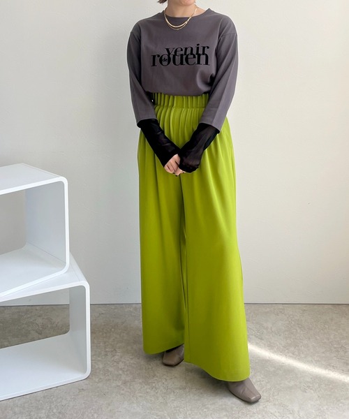 LHELBIE（レルビエ）の「シアー切替スリーブロゴロンT（Tシャツ/カットソー・レディース・オフホワイト/ブルーグレー/チャコールグレー・M）」の18枚目の写真