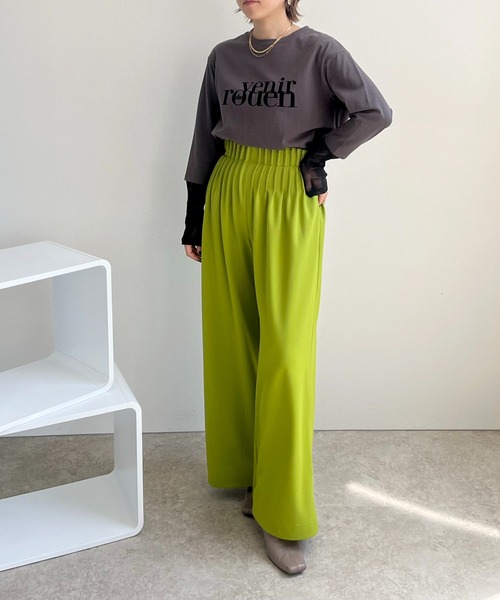 LHELBIE（レルビエ）の「シアー切替スリーブロゴロンT（Tシャツ/カットソー・レディース・オフホワイト/ブルーグレー/チャコールグレー・M）」の19枚目の写真