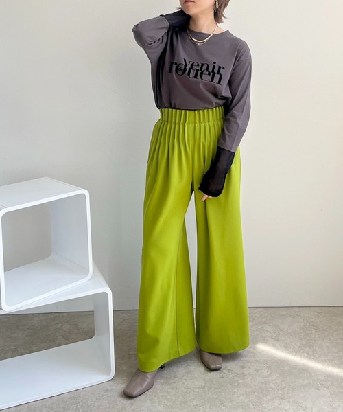 LHELBIE（レルビエ）の「シアー切替スリーブロゴロンT（Tシャツ/カットソー・レディース・オフホワイト/ブルーグレー/チャコールグレー・M）」の21枚目の写真