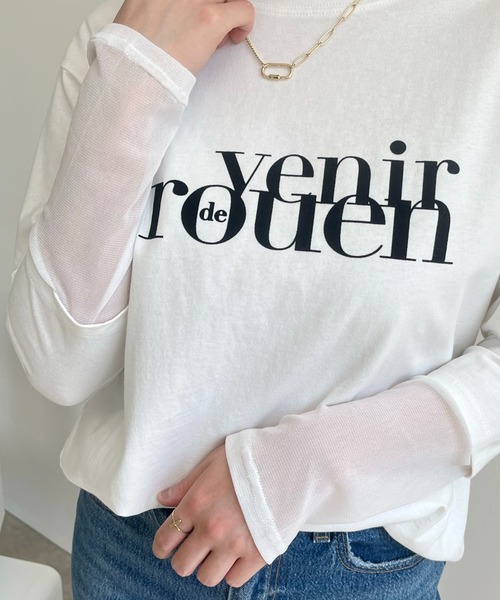 LHELBIE（レルビエ）の「シアー切替スリーブロゴロンT（Tシャツ/カットソー・レディース・オフホワイト/ブルーグレー/チャコールグレー・M）」の4枚目の写真