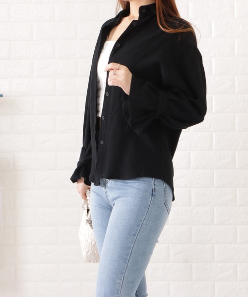 Lace Ladies(レースレディース)の「キャンディスリーブビッグオーバー長袖シャツ(シャツ/ブラウス・レディース・ホワイト/ネイビー/ブラック/ダークグレー・FREE/S)」の8枚目の写真