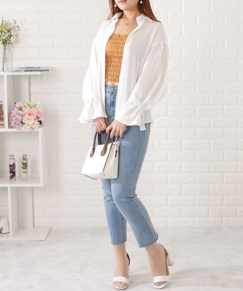 Lace Ladies(レースレディース)の「キャンディスリーブビッグオーバー長袖シャツ(シャツ/ブラウス・レディース・ホワイト/ネイビー/ブラック/ダークグレー・FREE/S)」の6枚目の写真