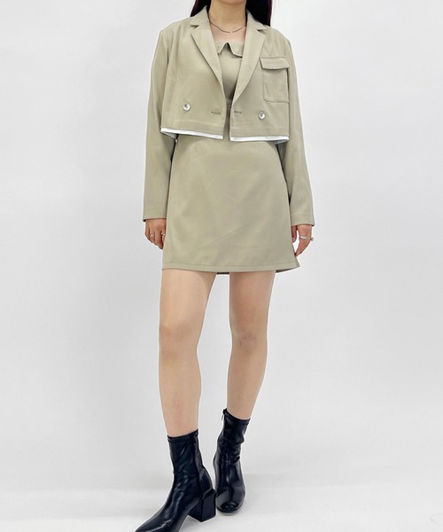 179/WG(イチナナキュウダブルジー)の「ダブルショートジャケット(テーラードジャケット・レディース・チャコールグレー/ブラウン/ベージュ・MEDIUM)」の17枚目の写真