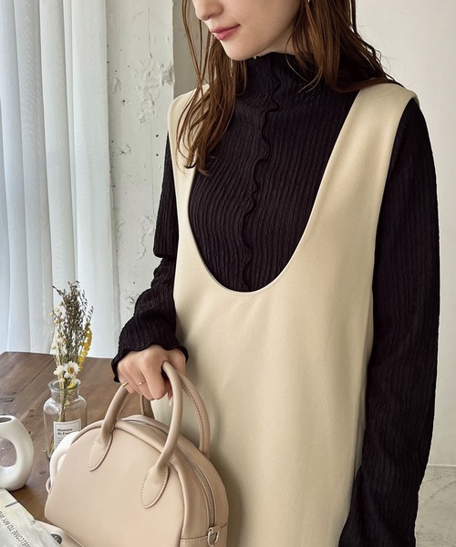 GeeRA（ジーラ）の「春にぴったり！楽ちん！ストレッチ前後2WAYジャンパースカート（ジャンパースカート・レディース・ベージュ/ブラック/アイボリー・X-LARGE/MEDIUM/LARGE）」の6枚目の写真