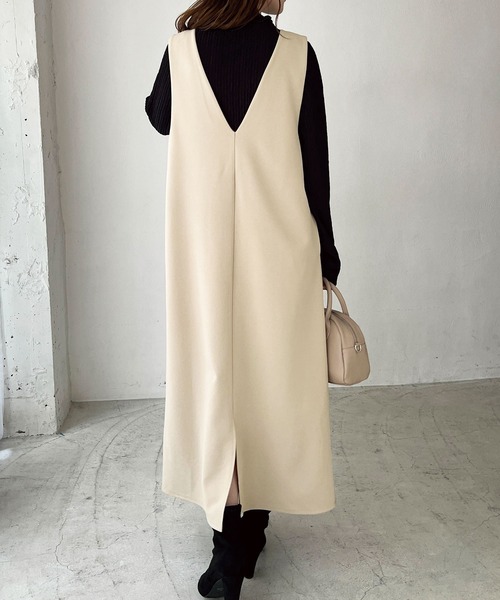 GeeRA（ジーラ）の「春にぴったり！楽ちん！ストレッチ前後2WAYジャンパースカート（ジャンパースカート・レディース・ベージュ/ブラック/アイボリー・X-LARGE/MEDIUM/LARGE）」の5枚目の写真