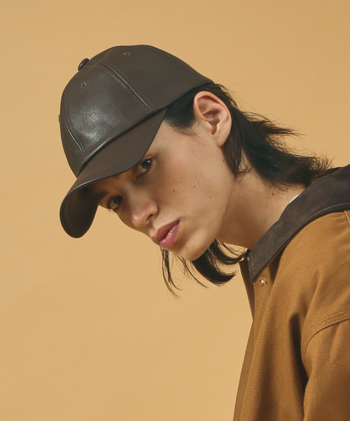 RUBEN/ルーベン】FAKE LEATHER CAP/フェイクレザーキャップ/ユニ
