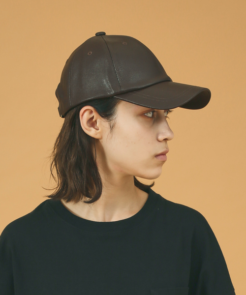 RUBEN/ルーベン】FAKE LEATHER CAP/フェイクレザーキャップ/ユニ