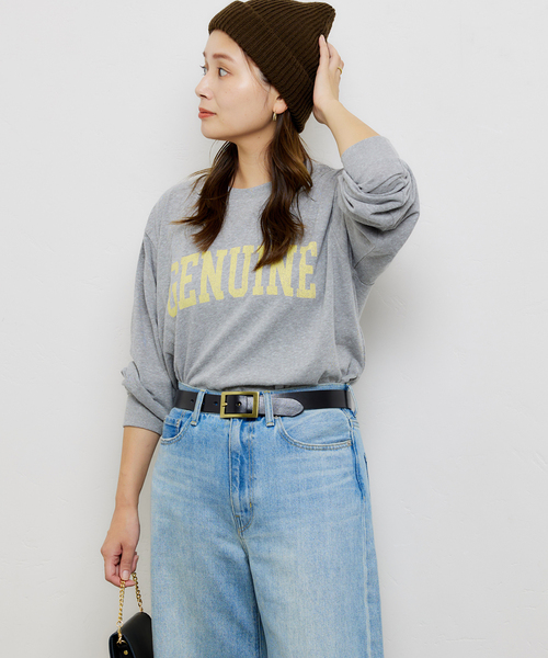 JOURNAL STANDARD（ジャーナルスタンダード）の「GENUINEロゴロングTシャツ（Tシャツ/カットソー・レディース・ホワイト系その他/レッド/ホワイト/チャコールグレー・FREE）」の9枚目の写真