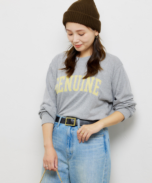 JOURNAL STANDARD（ジャーナルスタンダード）の「GENUINEロゴロングTシャツ（Tシャツ/カットソー・レディース・ホワイト系その他/レッド/ホワイト/チャコールグレー・FREE）」の11枚目の写真