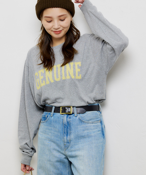 JOURNAL STANDARD（ジャーナルスタンダード）の「GENUINEロゴロングTシャツ（Tシャツ/カットソー・レディース・ホワイト系その他/レッド/ホワイト/チャコールグレー・FREE）」の12枚目の写真