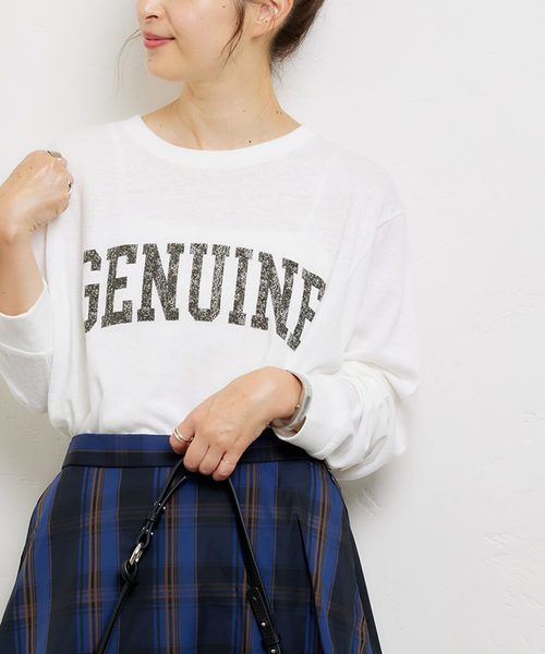 JOURNAL STANDARD（ジャーナルスタンダード）の「GENUINEロゴロングTシャツ（Tシャツ/カットソー・レディース・ホワイト系その他/レッド/ホワイト/チャコールグレー・FREE）」の19枚目の写真