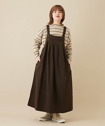 CUBE SUGAR | 綿テンセルツイル顔料染サロペットワンピース(ジャンパースカート)