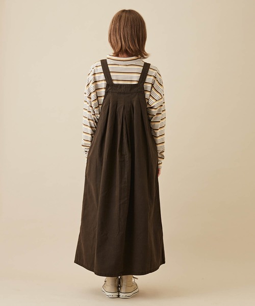 CUBE SUGAR（キューブシュガー）の「綿テンセルツイル顔料染サロペットワンピース（ジャンパースカート・レディース・パープル/スミクロ/カーキ・M）」の12枚目の写真