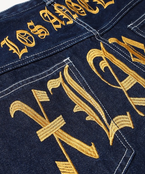 XLARGE(エクストララージ)の「OLD ENGLISH LOGO DENIM PANTS(デニムパンツ・メンズ・ブラック/インディゴブルー・34inch/30inch/32inch/36inch)」の11枚目の写真