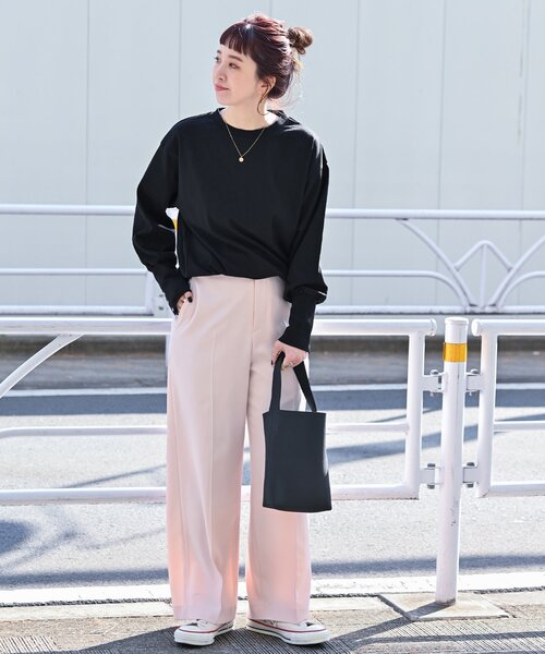 B.C STOCK（ベーセーストック）の「《追加》ロングカフスカットプルオーバー（Tシャツ/カットソー・レディース・ブラック系その他/ブラック/ホワイト・FREE）」の17枚目の写真